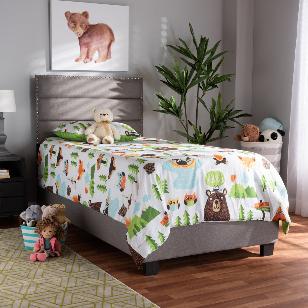 Hockley Gray Fabric Twin Size Bed