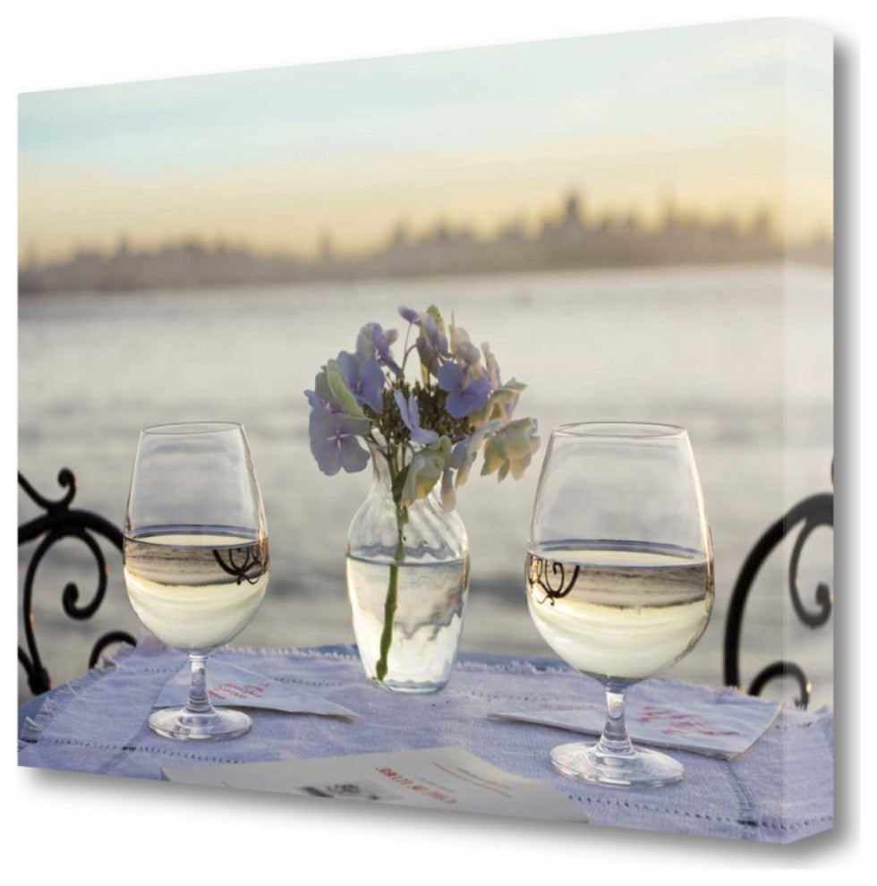 Water Glasses For Two City 4 Giclee Wrap Canvas Wall Art