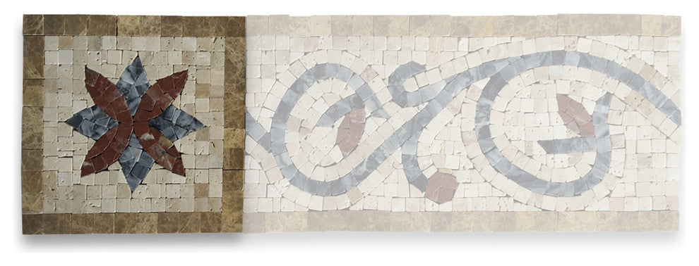 Marble Mosaic Border Decorative Insert Tile Floral Noce 6x6 Polished, 1 piece