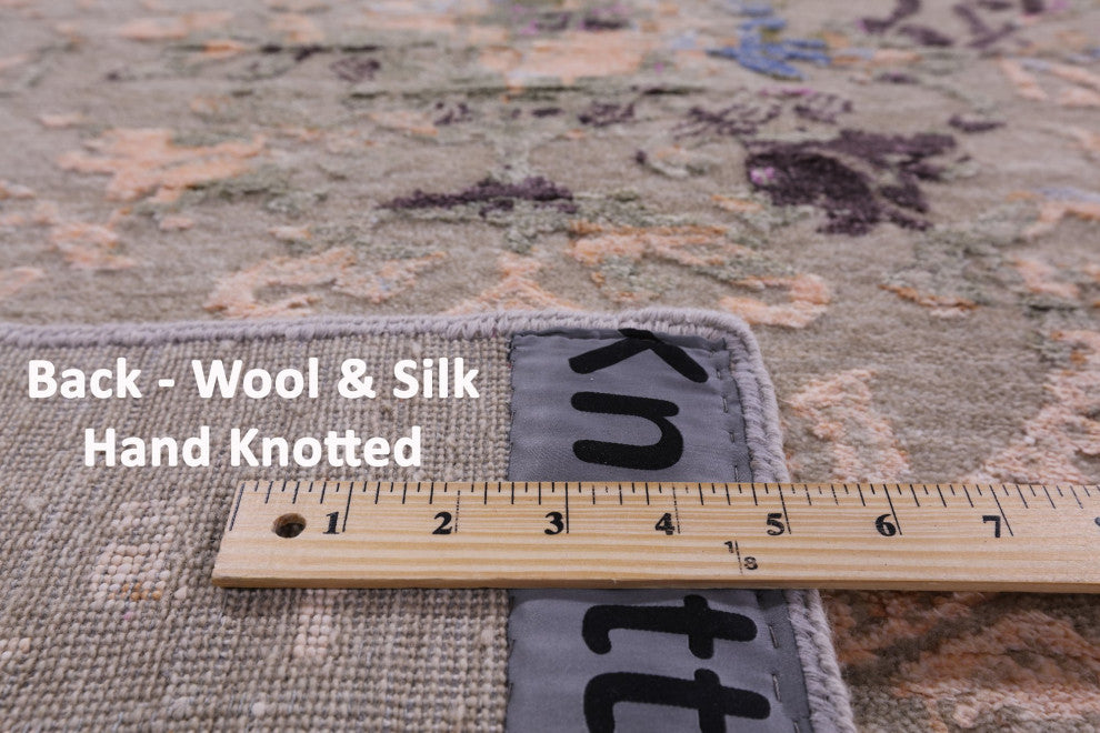 8' 11" X 12' 1" Wool and Silk Modern Hand Knotted Rug Q9259