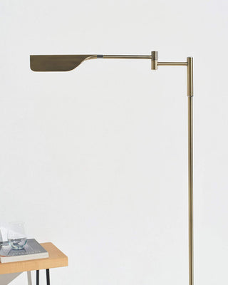 Brightech Leaf - Adjustable Pharmacy LED Floor Lamp for Reading & Crafts, Antique Brass