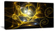 Golden Curly Spiral on Black, Abstract Wall Art Canvas, 32x16