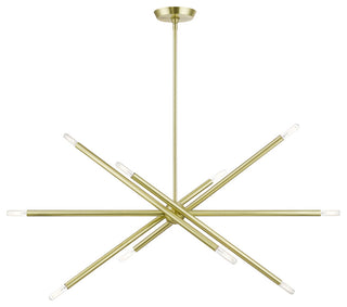 Soho 10 Light Satin Brass Linear Chandelier