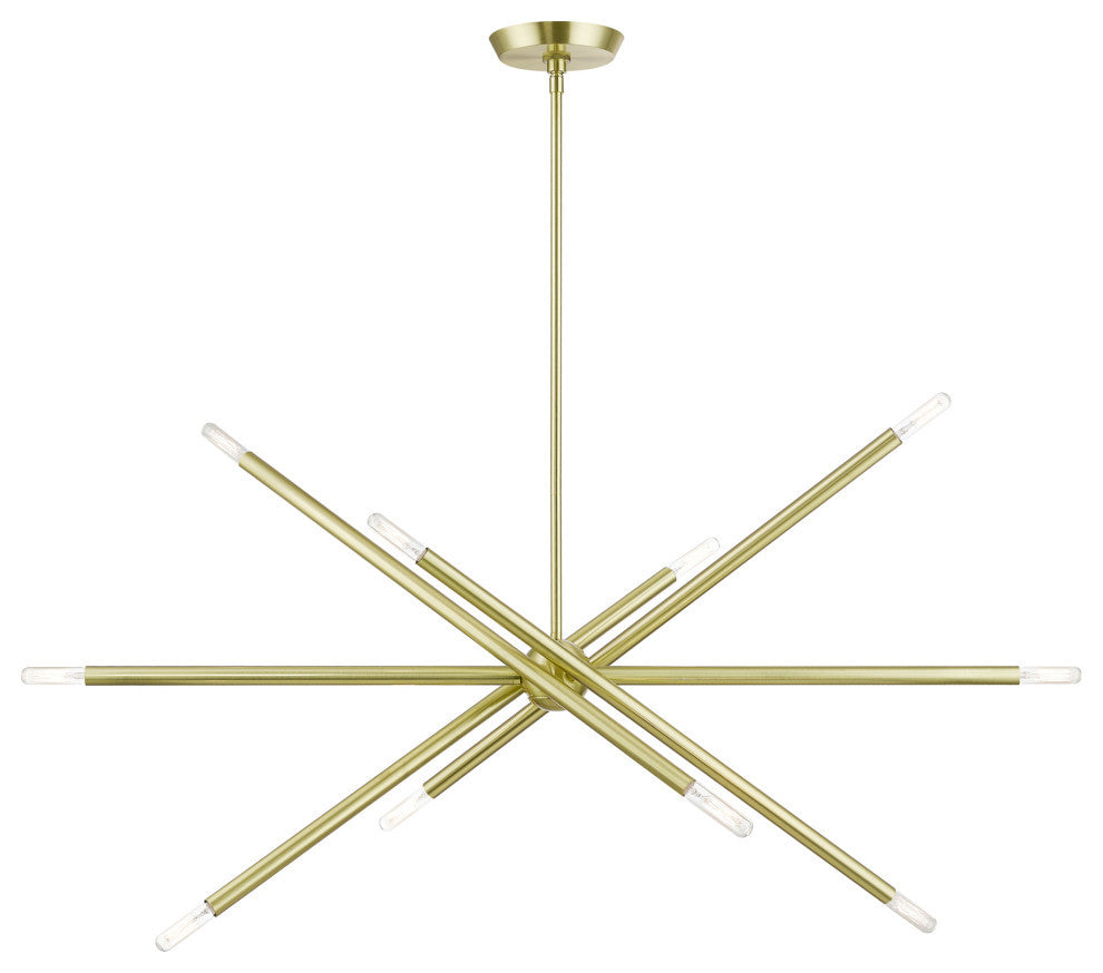 Soho 10 Light Satin Brass Linear Chandelier