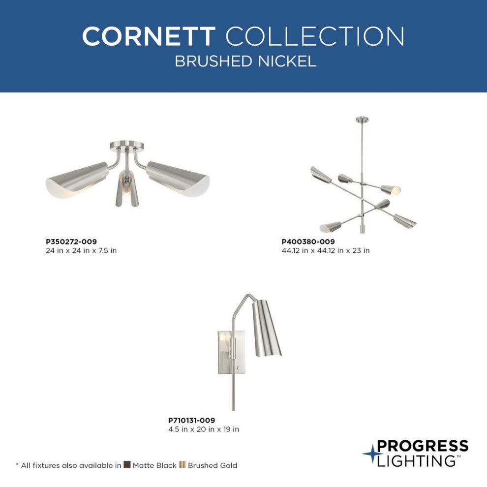 Cornett Collection 6-Light Contemporary Chandelier, Brushed Nickel