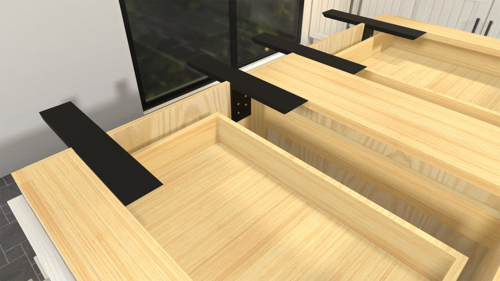 Black Countertop Support Bracket, T-Bracket, 38"