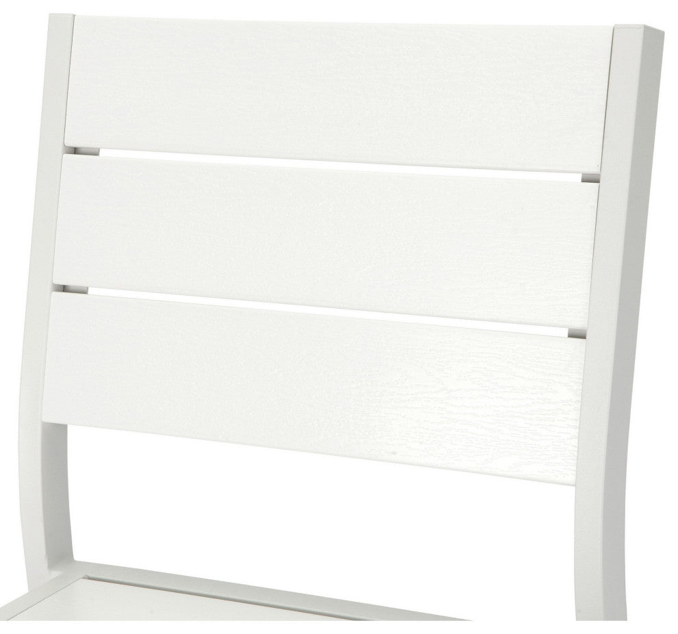 Benzara BM287728 Set of 4 Bar Height Side Chairs, White Aluminum Metal Frames
