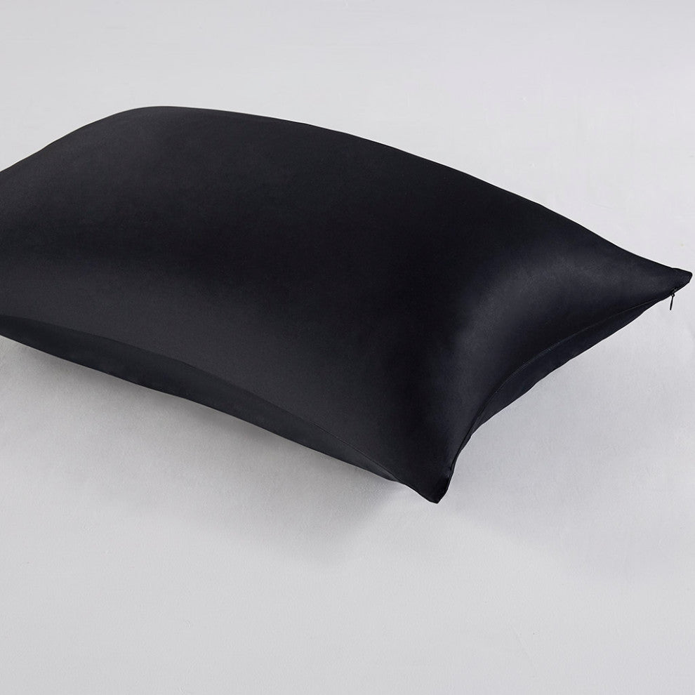Madison Park Silk 100% Mulberry Silk Pillowcase, Black