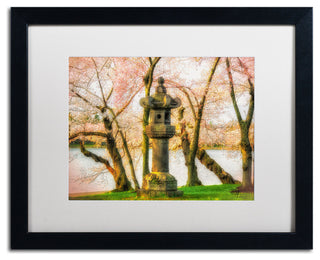 'Japanese Stone Lantern' Matted Framed Canvas Art by Lois Bryan