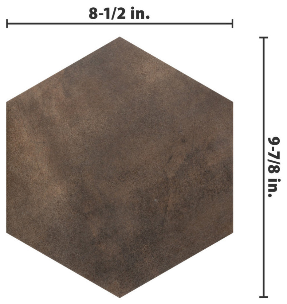 Industrial Hex Multi Mix Porcelain Floor and Wall Tile, Brown