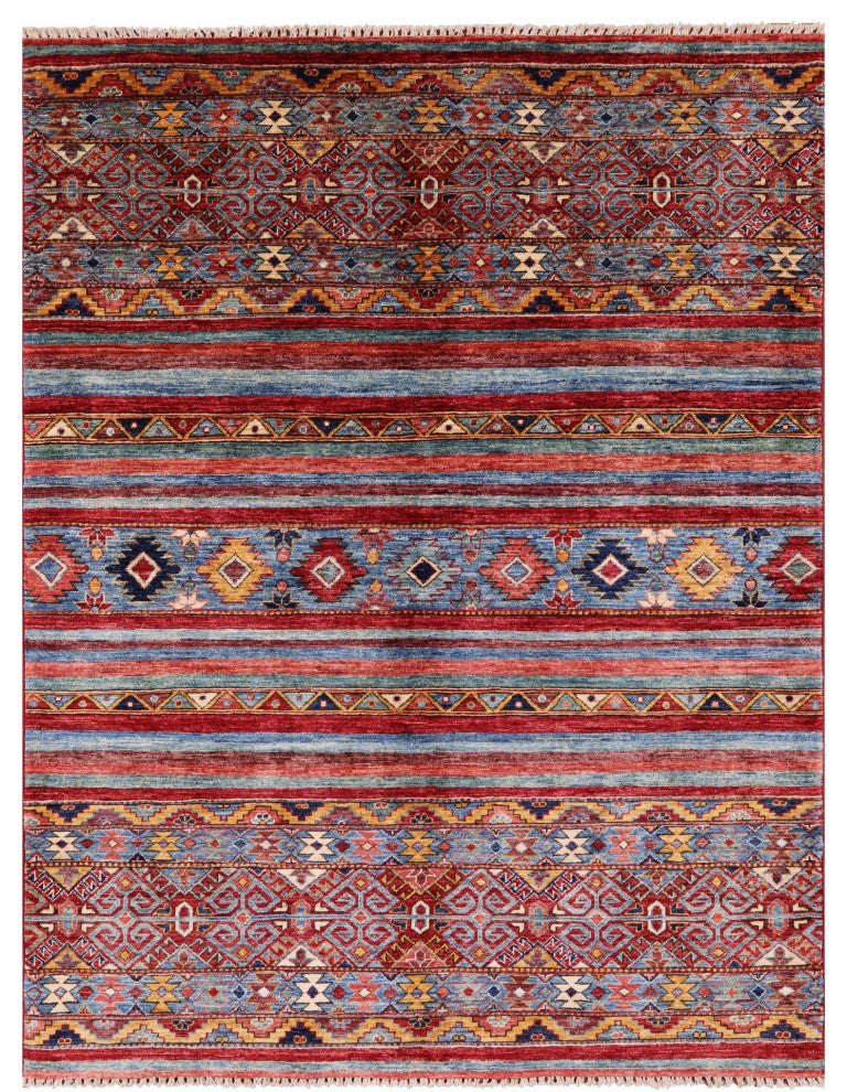 Hand Knotted Khorjin Super Kazak Wool Rug 5' 0" X 6' 5" Q10768