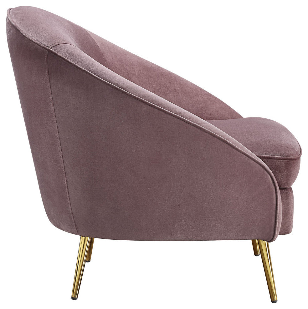 Benzara BM262130 Sofa With Curved Silhouette and Sloped Arms, Pink