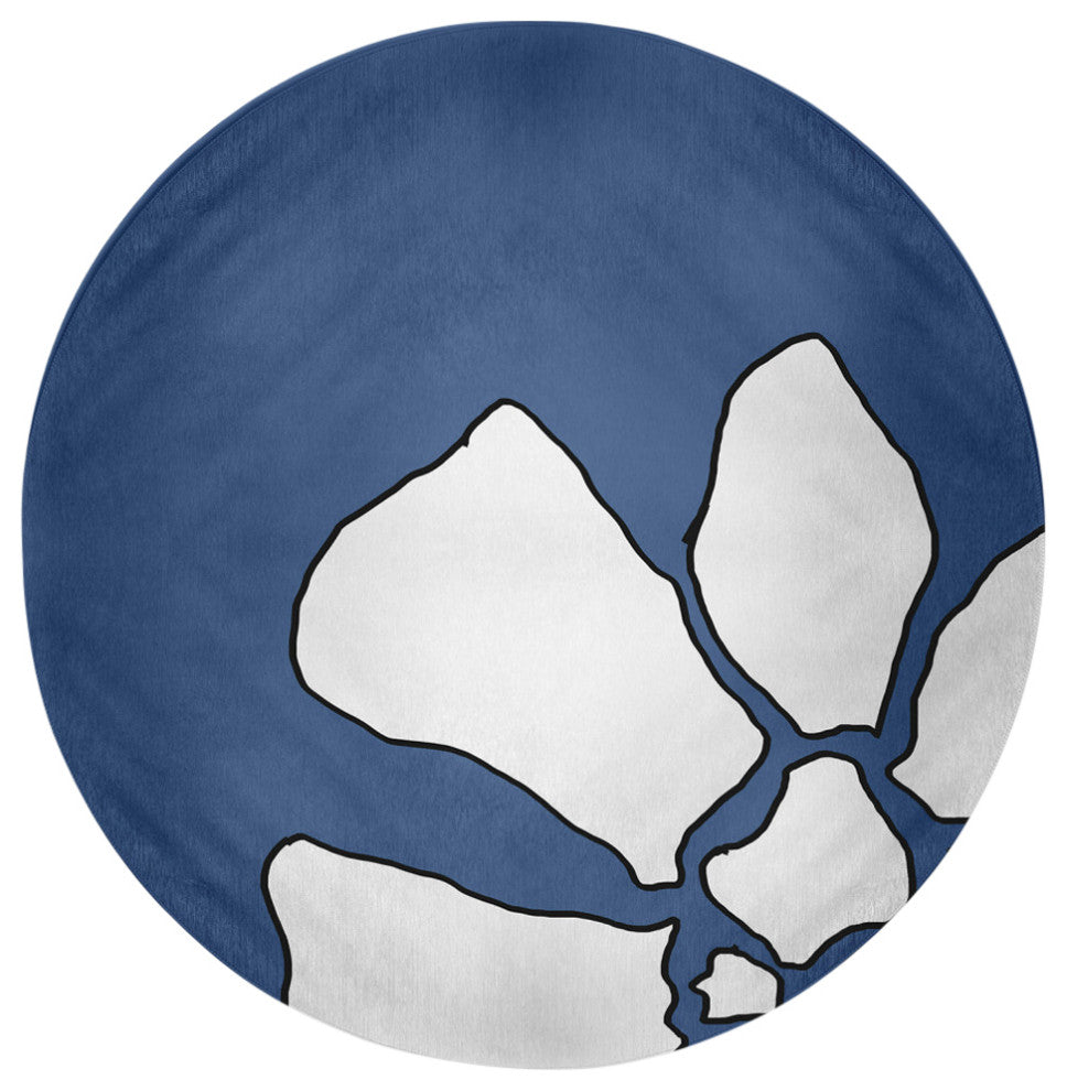 Petal Lines Spring Chenille Rug, Blue, 5' Round