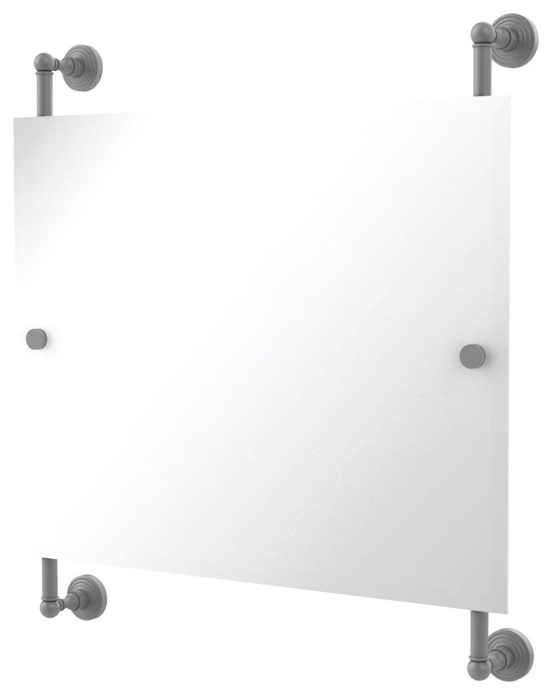 Waverly Place Landscape Frameless Rail Mounted Mirror, Matte Gray
