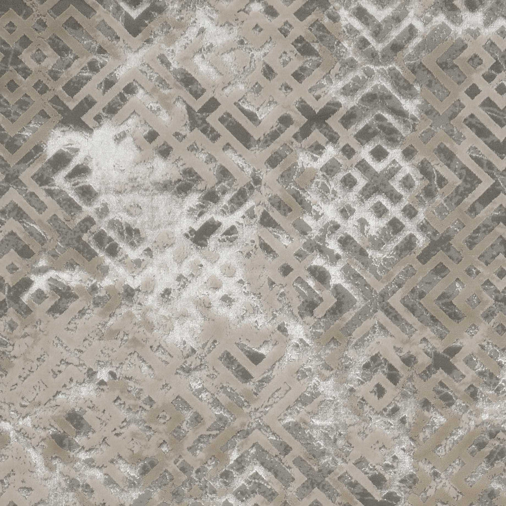HomeRoots 5' x 8' Sand Silver Geometric Maze Pattern Indoor Area Rug