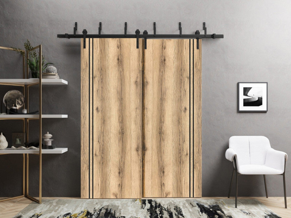 Slab Barn Door Panel 30 x 96 | Planum 0016 Oak with  | Sturdy Finished