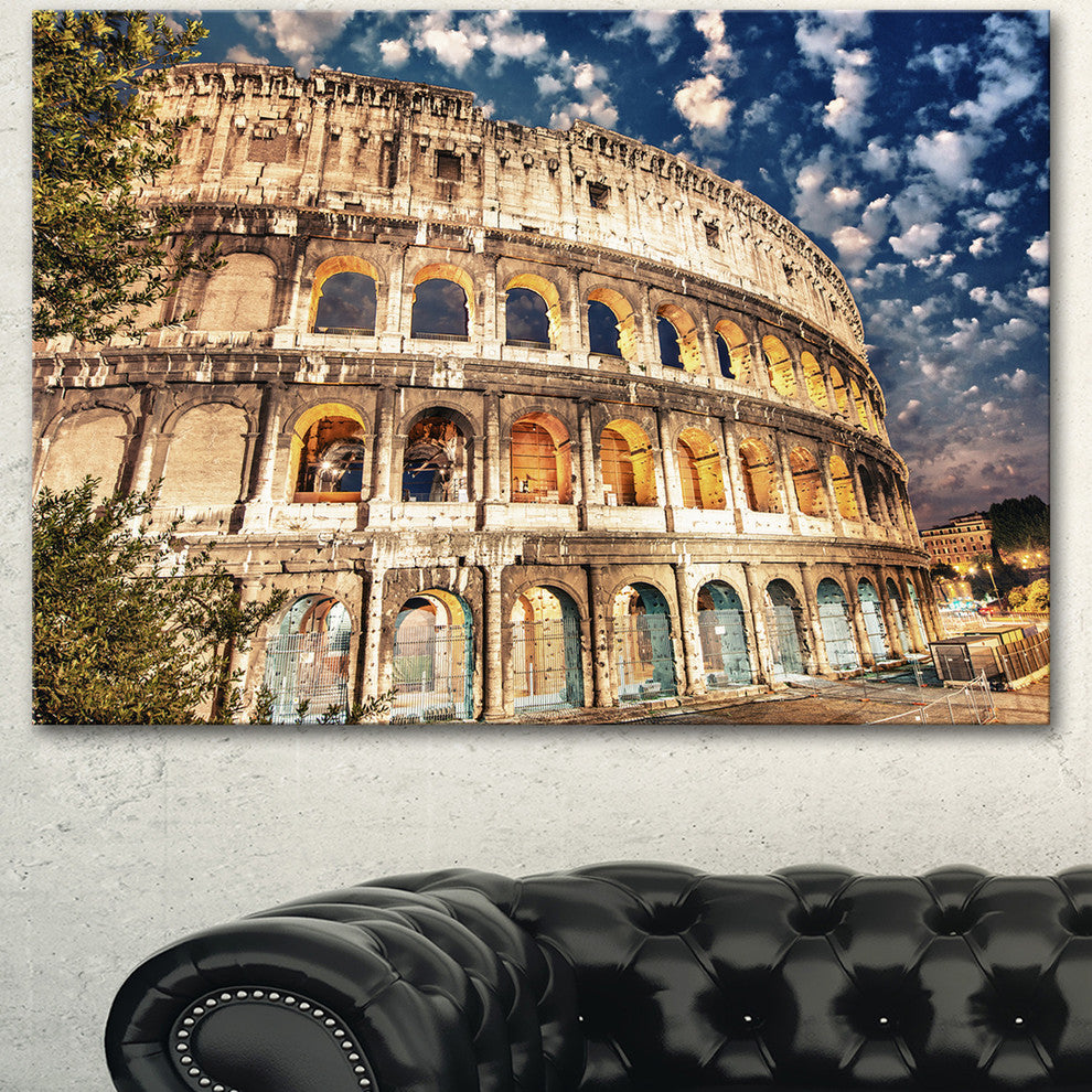 Wonderful Coliseum at Dusk, Landscape Canvas Art Print, 60"x28"