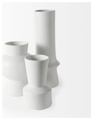 Laforge White Ceramic Vase, 11"