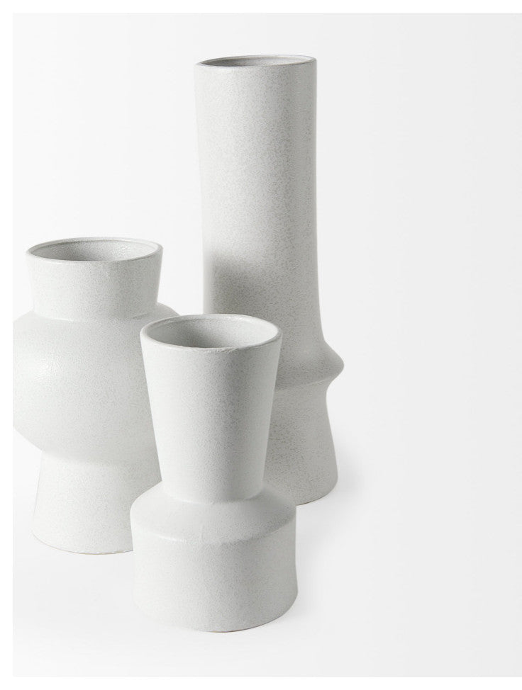 Laforge White Ceramic Vase, 11"