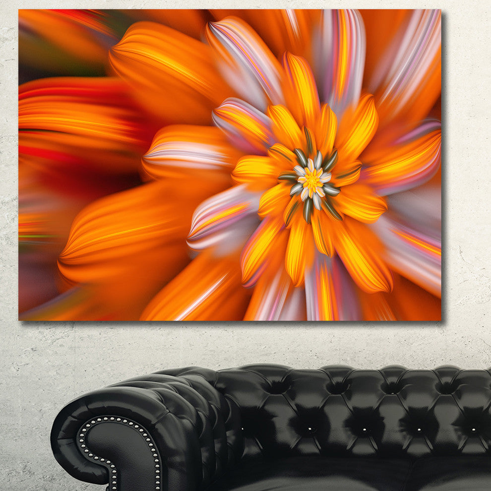 Massive Orange Fractal Flower, Floral Canvas Art Print, 40"x30"