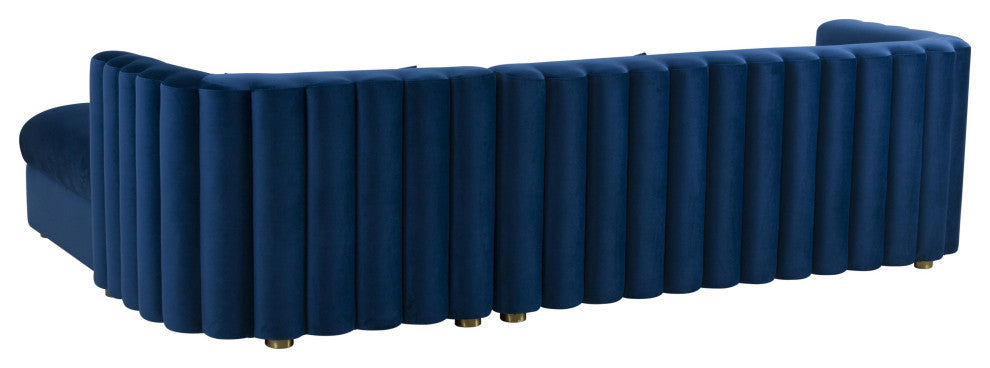 Callie Velvet Sectional, Navy, Raf