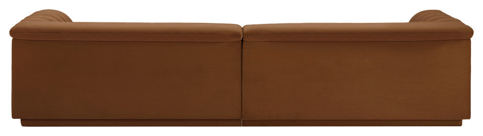 Cascade Upholstered Modular Sofa, Saddle, Velvet, Straight Sofa