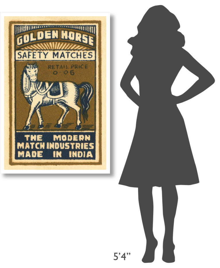 "Golden Horse Safety Matches" Digital Paper Print by Phillumenart, 29"x42"