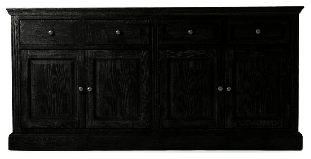 70" Traditional Oak Sideboard Buffet, Black