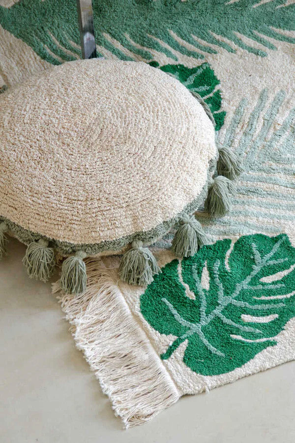 Circle Cushion, Natural/Medium Green