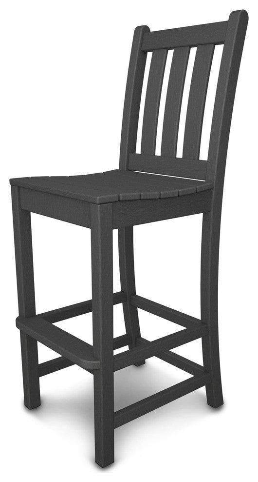 Polywood Traditional Garden Bar Side Chair, Slate Gray