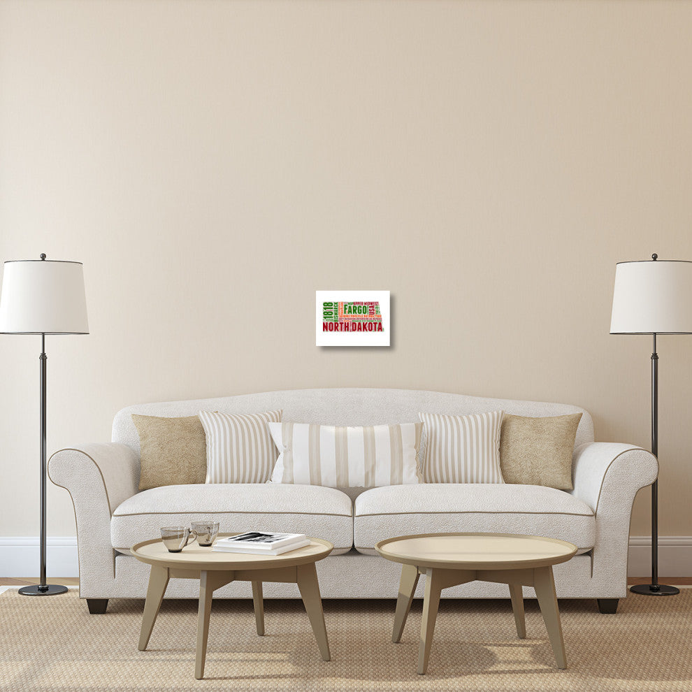 "North Dakota Word Cloud Map" Fine Art Print