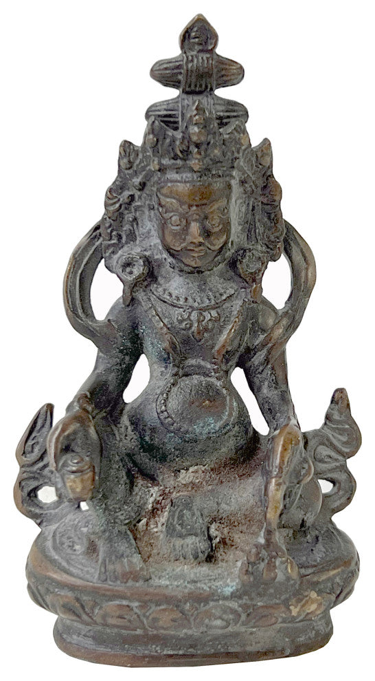 Distressed Marks Bronze Color Metal Zambala Fortune Deity Statue Hws2408