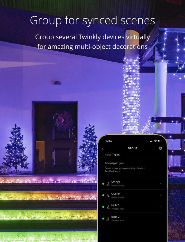 Twinkly TWC400STP-GUS App Controlled Cluster Light with 400 RGB LED Bulbs
