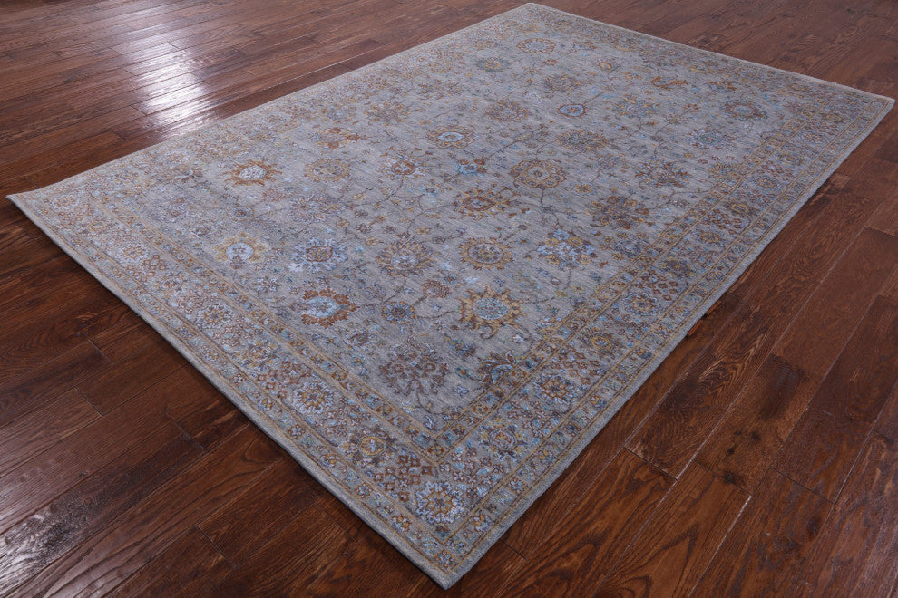 Persian Wool and Silk Hand Knotted Rug 6' 0" X 9' 0" Q6944