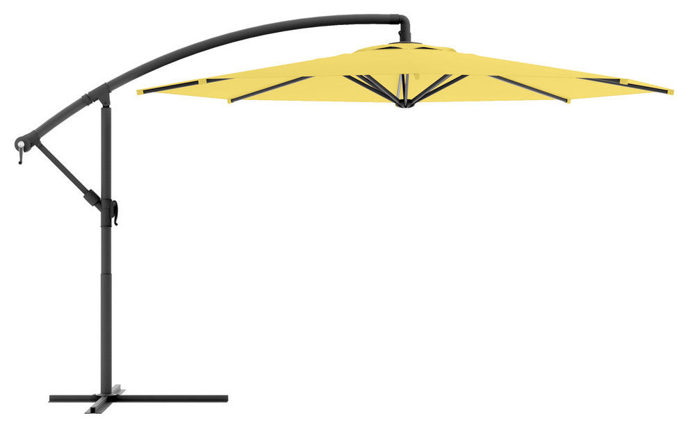 CorLiving 9.5ft Yellow Fabric Offset Tilting Patio Umbrella with Steel Frame