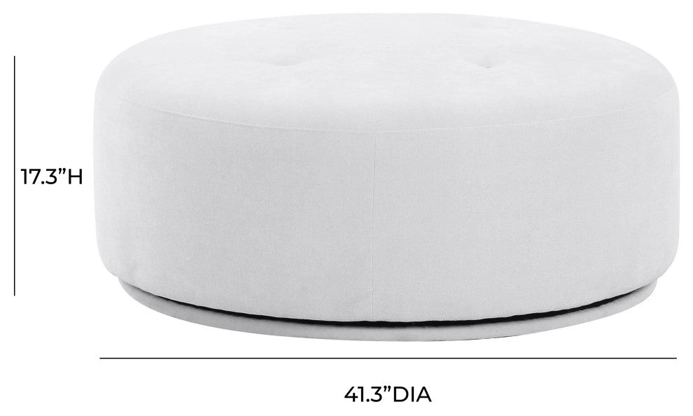 Fickle Grey Velvet Swivel Ottoman - Grey