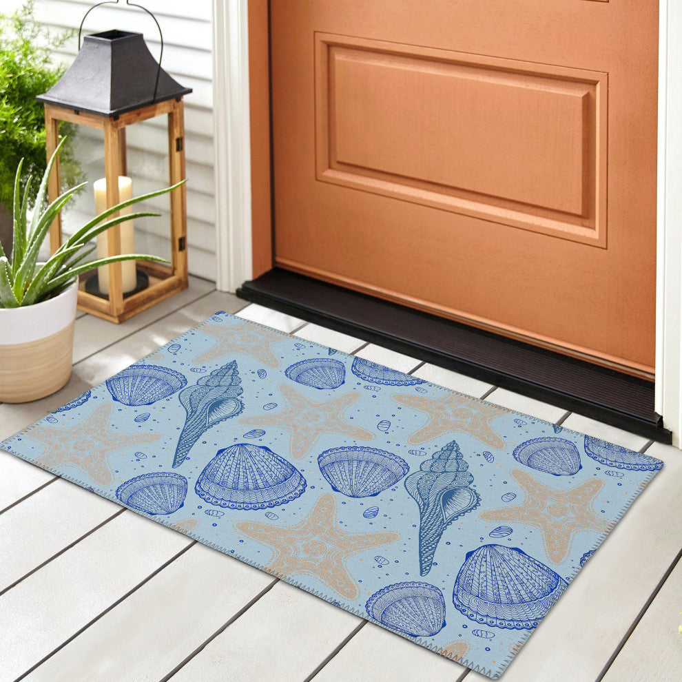 Indoor/Outdoor Seabreeze SZ4 Sky Machine Washable 1'8" x 2'6" Rug