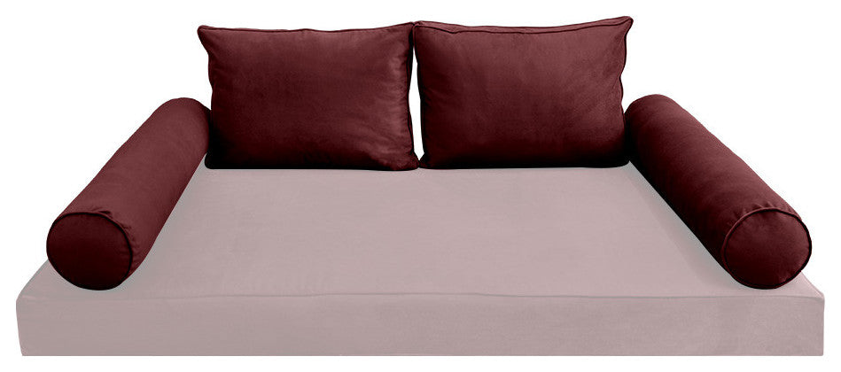STYLE V1 Full Velvet Pipe Trim Indoor Daybed Bolster Pillow |COVER ONLY| AD368