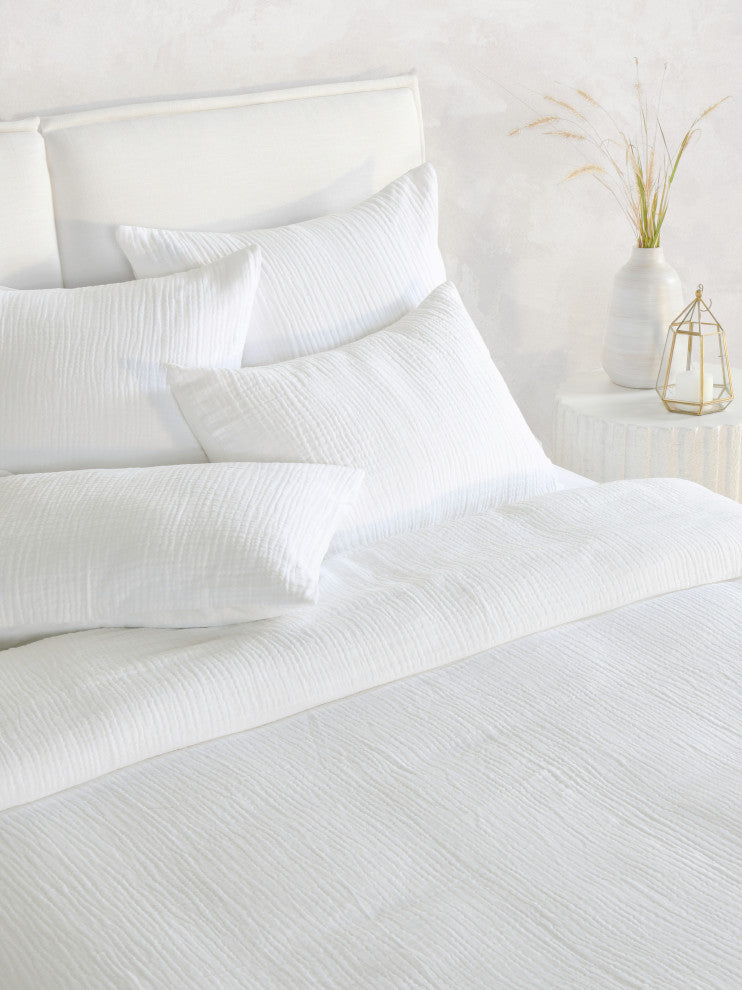 Camille Linen Sham, White, Euro Size