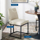 Side Dining Chair, Fabric, Metal, Black Beige, Modern, Cafe Bistro Restaurant