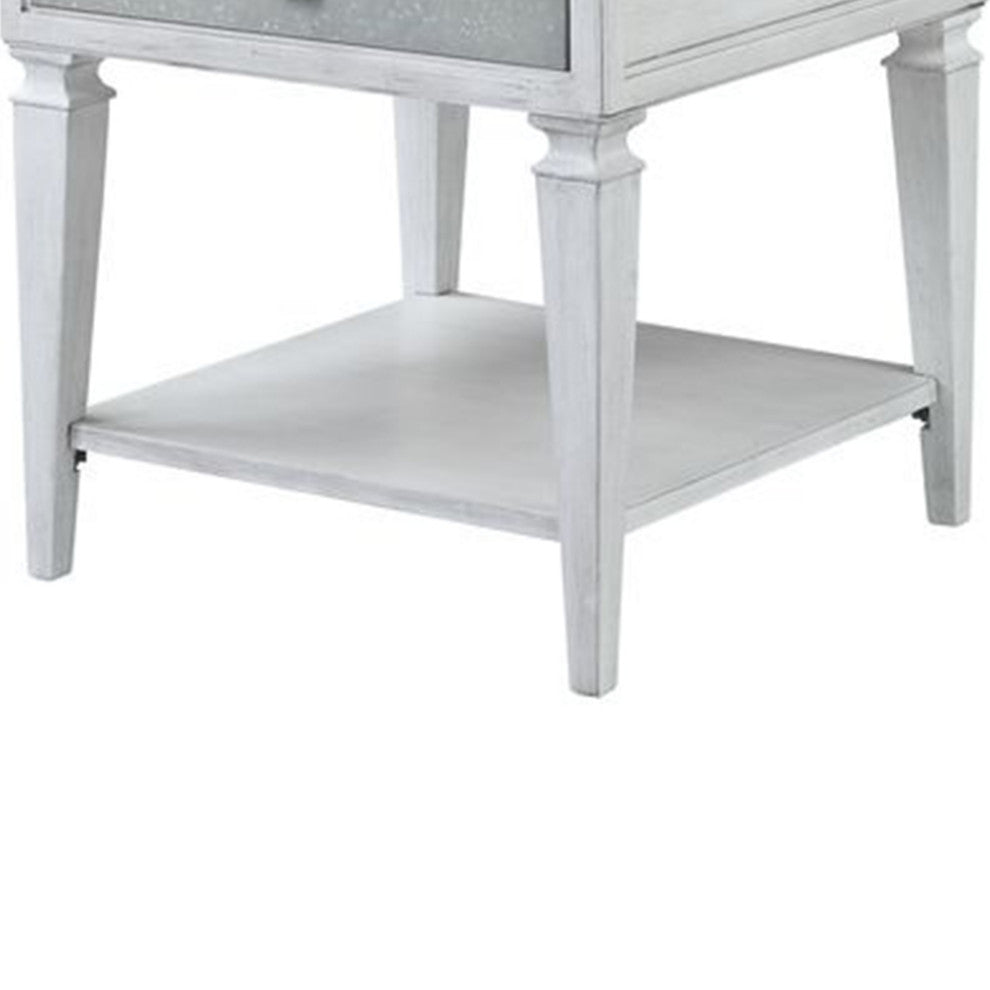 ACME Katia End Table in Rustic Gray & Weathered White Finish