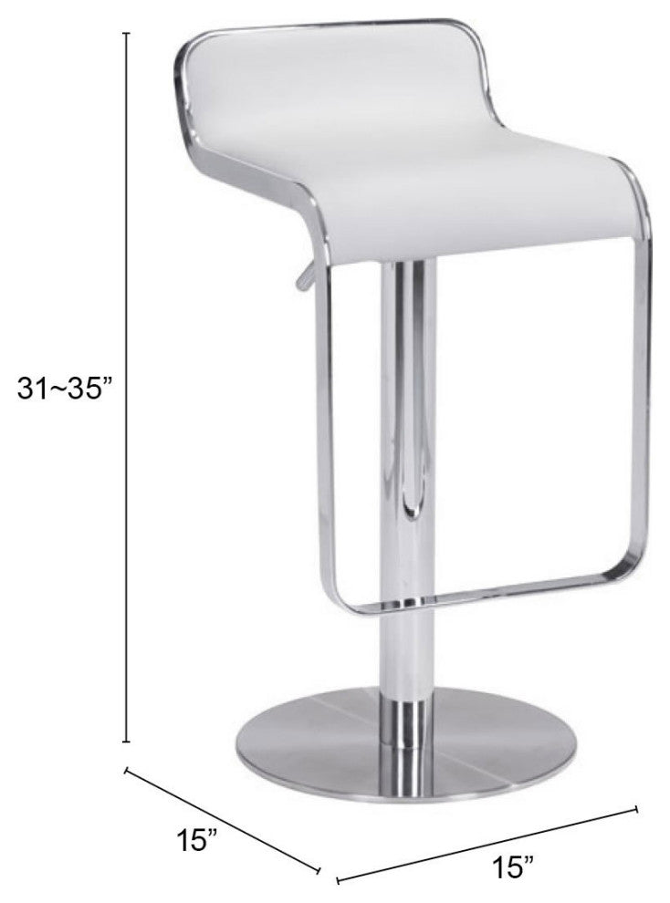 Bar Stool Chair Barstool, Faux Vinyl Leather, Steel, White, Chrome, Cafe Bistro