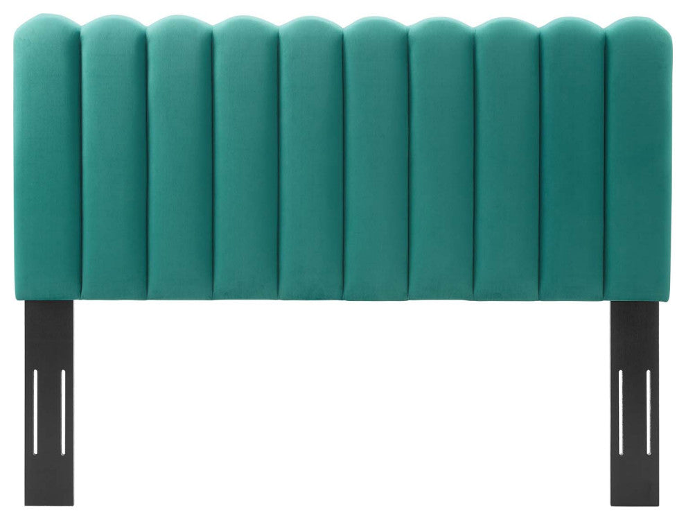 Headboard, Full Queen Size, Velvet, Teal Blue, Modern Contemporary, Bedroom