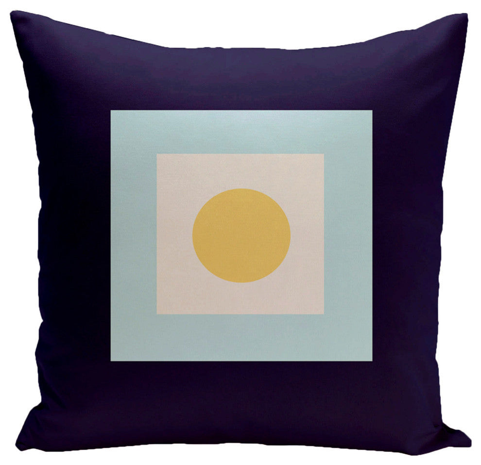 Geometric Decorative Pillow, Navy Lemon, 18"x18"