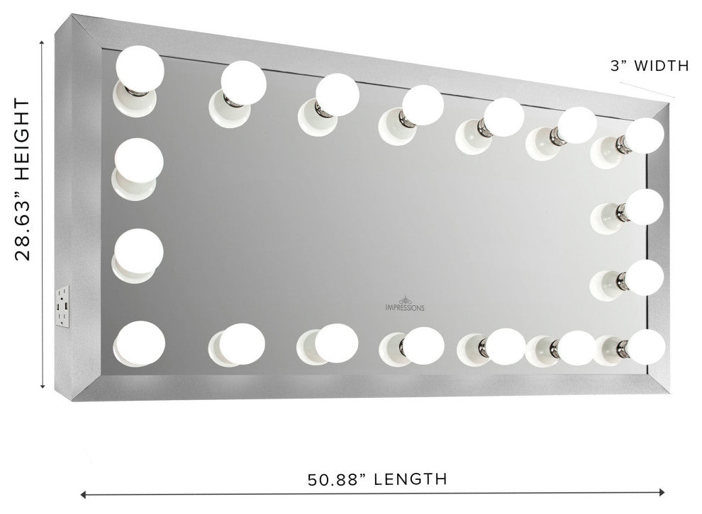 Starlight Wide Hollywood Lighted Vanity Mirror, Silver