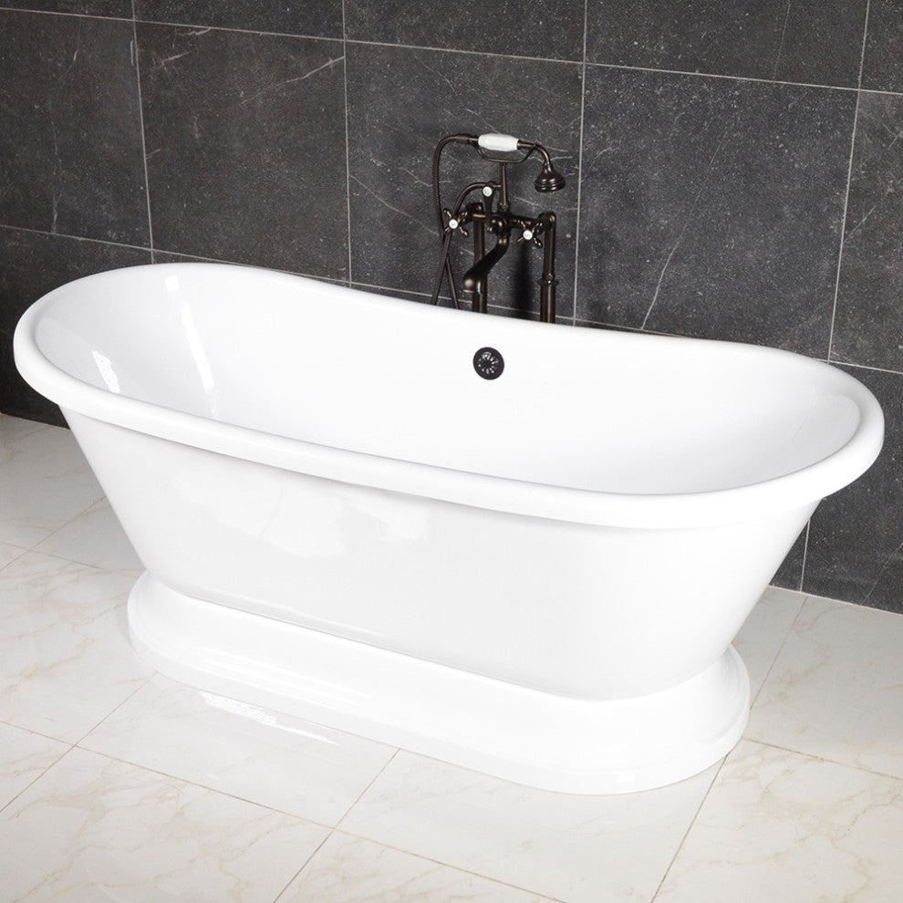 SanSiro 67" Air Jetted 'Fiamatta-67Air' Acrylic French Bateau Tub
