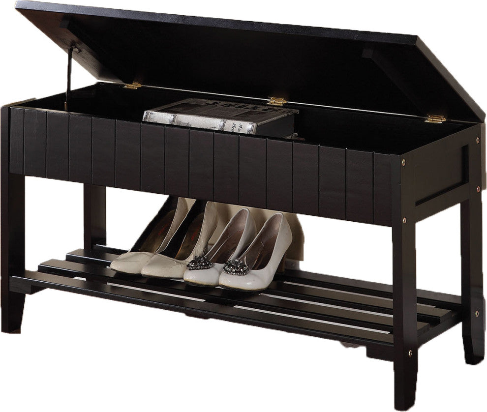 Bench With Storage, Black Pine and Plywood Black