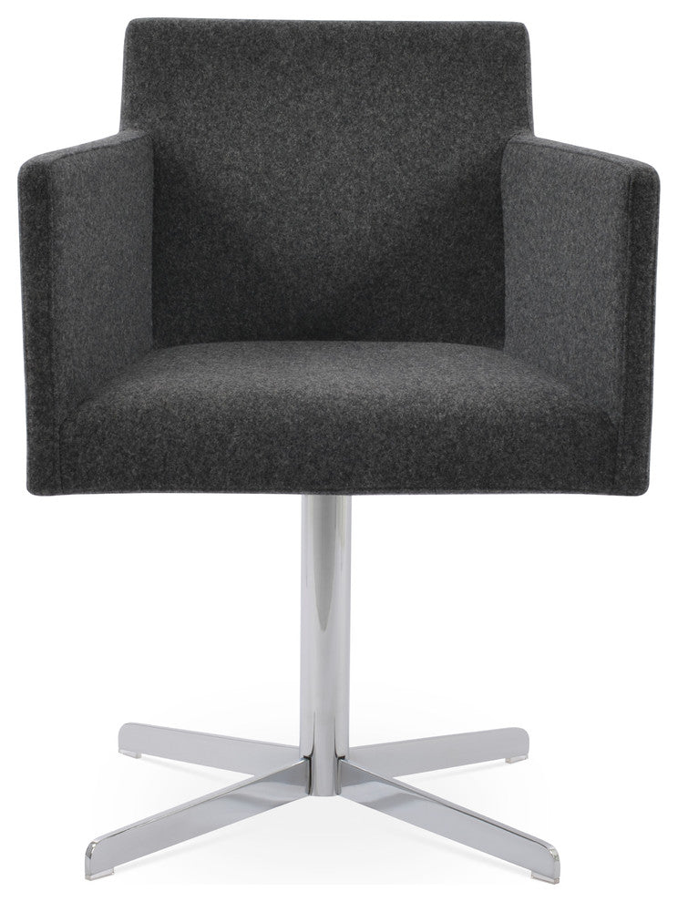 Harput 4 Star Chair, Chrome Base, Dark Gray Camira Wool