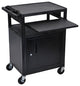 Luxor Endura Black 3-Shelf Presentation Cart With Cabinet and Pullout Shelf, 34"
