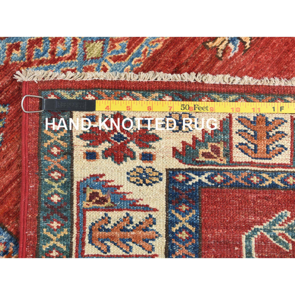 Fire Brick Afghan Super Kazak Wool Hand Knotted Runner Oriental Rug 2'10"x11'7"